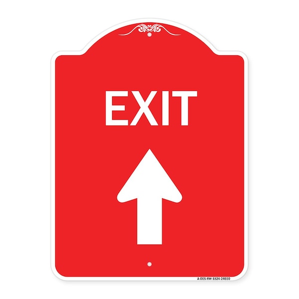 Signmission Designer Series Exit Exit W/ Up Arrow, Red & White Aluminum Sign, 18" H, 24" L, RW-1824-24030 A-DES-RW-1824-24030 - main
